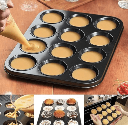 CLAPONE Small Mini Outperform Aluminium Nonstick 12-Slot Cup Midi Shape Muffin, Cupcake Mould (Small Size) - Image 5